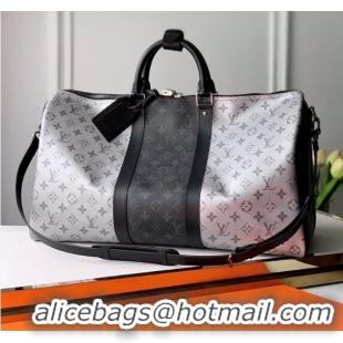 Discount Louis Vuitton Monogram Canvas Keepall Bandouliere 50 Bag M43818 Black/Silver