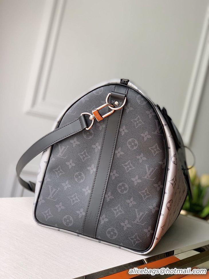 Discount Louis Vuitton Monogram Canvas Keepall Bandouliere 50 Bag M43818 Black/Silver