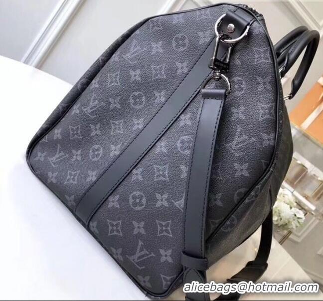 Discount Louis Vuitton Monogram Eclipse canvas Keepall 55 Bandoulière Bag M40605