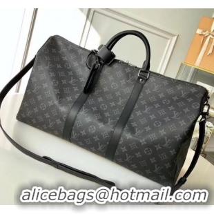 New Design Louis Vuitton Monogram Eclipse canvas Keepall 50 Bandoulière Bag M40604