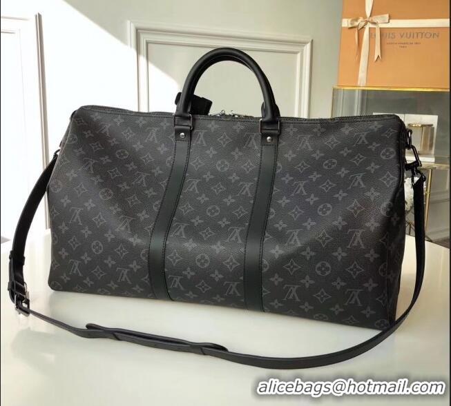 New Design Louis Vuitton Monogram Eclipse canvas Keepall 50 Bandoulière Bag M40604