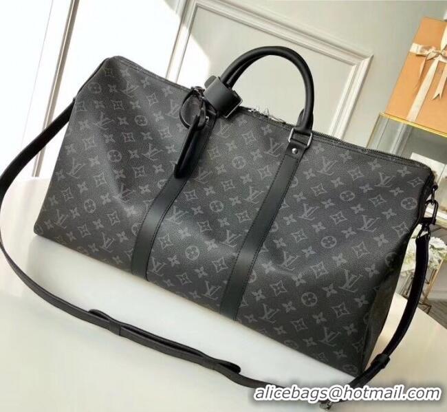 New Design Louis Vuitton Monogram Eclipse canvas Keepall 50 Bandoulière Bag M40604