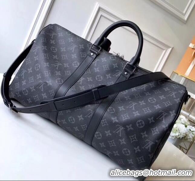 Wholesale Louis Vuitton Monogram Eclipse canvas Keepall 45 Bandoulière Bag M40569