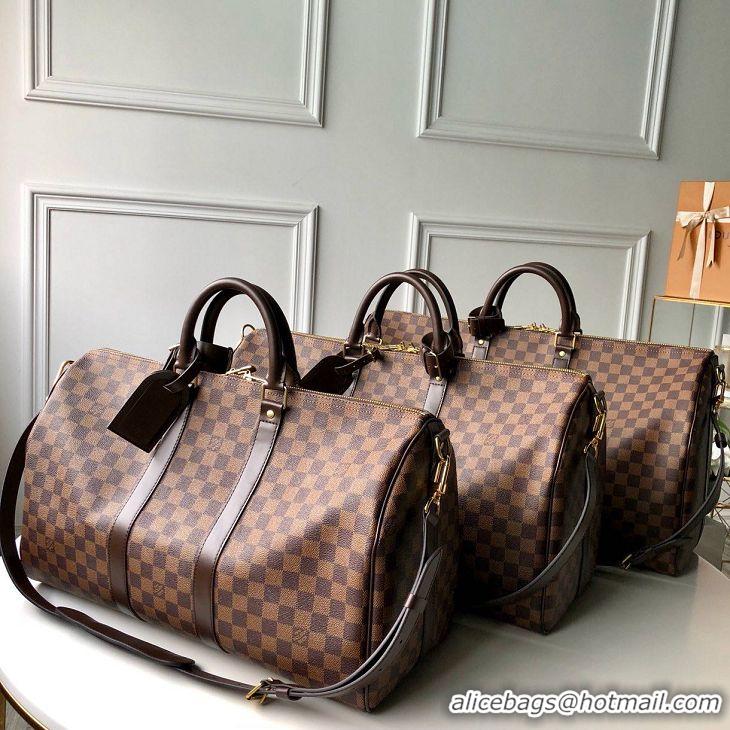 Purchase Louis Vuitton Damier Ebene Canvas Keepall Bandouliere 55 Bag N41414