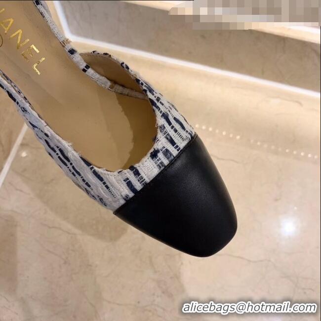 Top Quality Chanel Slingbacks In Lambskin & Tweed G31318 White/Black 2020