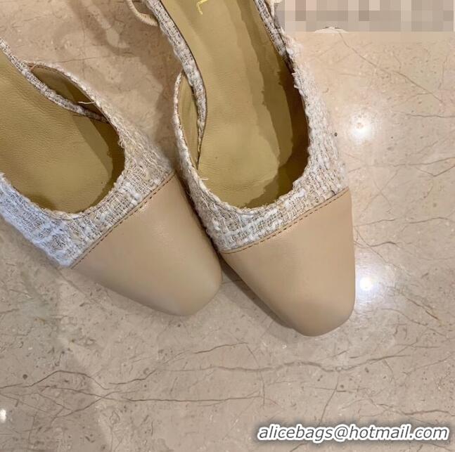 Discount Chanel Slingbacks In Lambskin & Tweed G31318 Beige 2020