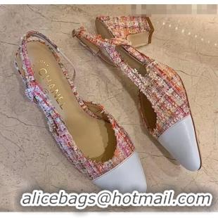 Low Cost Chanel Slingbacks In Lambskin & Tweed G31318 Pink/White 2020