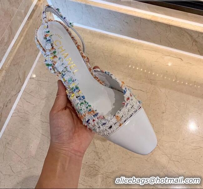 Top Quality Chanel Slingbacks In Lambskin & Tweed G31318 Multicolor/White 2020