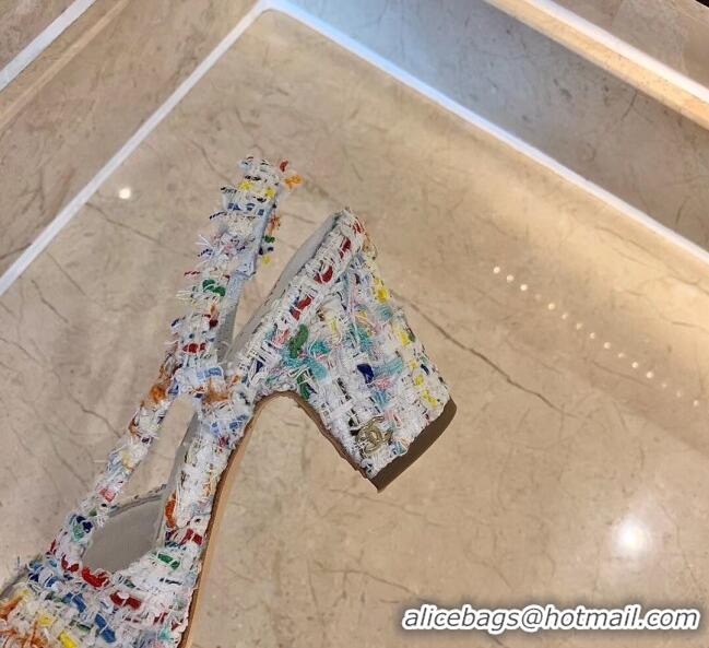 Top Quality Chanel Slingbacks In Lambskin & Tweed G31318 Multicolor/White 2020