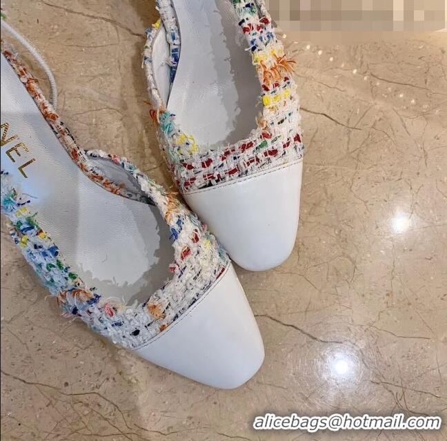 Top Quality Chanel Slingbacks In Lambskin & Tweed G31318 Multicolor/White 2020