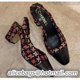 Popular Style Chanel Slingbacks In Lambskin & Tweed G31318 Multicolor/Black 2020