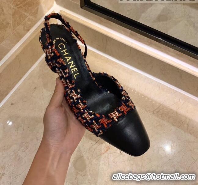 Popular Style Chanel Slingbacks In Lambskin & Tweed G31318 Multicolor/Black 2020