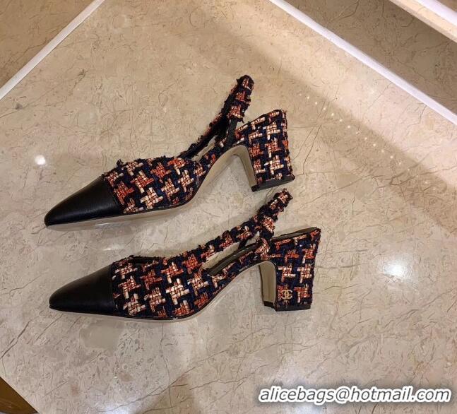 Popular Style Chanel Slingbacks In Lambskin & Tweed G31318 Multicolor/Black 2020