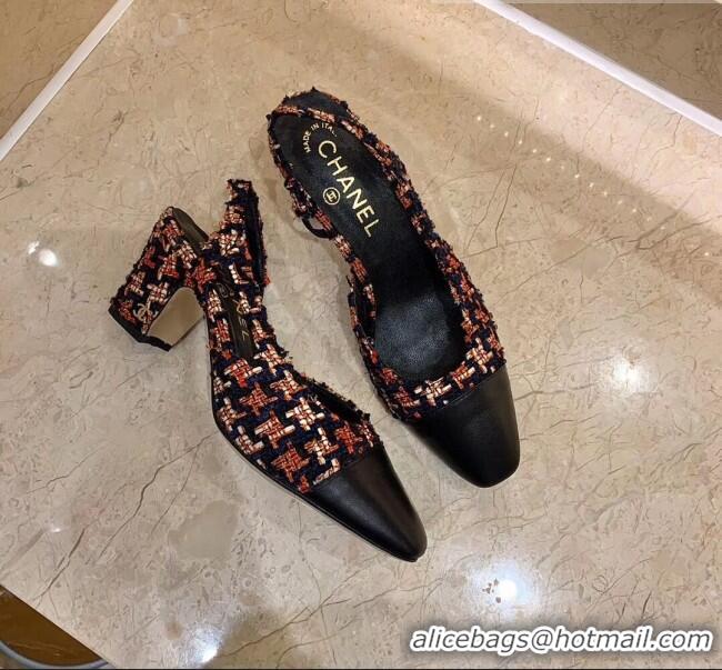 Popular Style Chanel Slingbacks In Lambskin & Tweed G31318 Multicolor/Black 2020