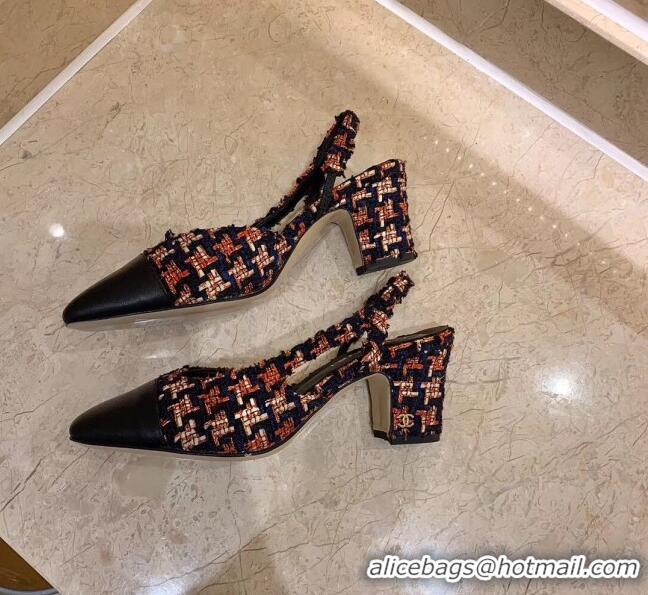 Popular Style Chanel Slingbacks In Lambskin & Tweed G31318 Multicolor/Black 2020