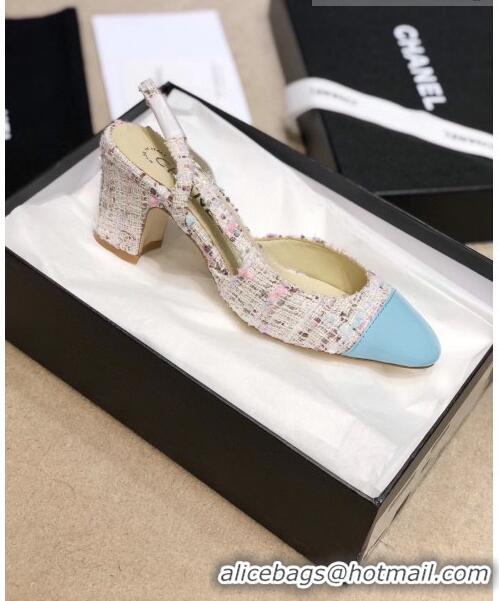 Reasonable Price Chanel Slingbacks In Patent Leather & Tweed G31318 Beige/Blue 2020