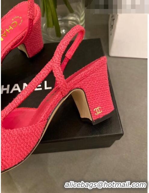 Unique Grade Chanel Tweed Slingbacks G31318 Peach/Black 2020