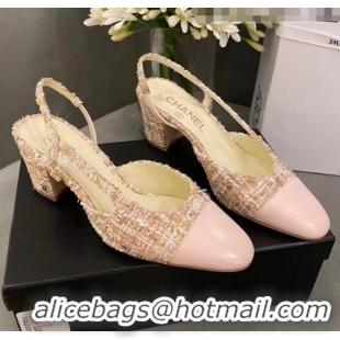 Good Product Chanel Slingbacks In Lambskin & Tweed G31318 Pink 2020