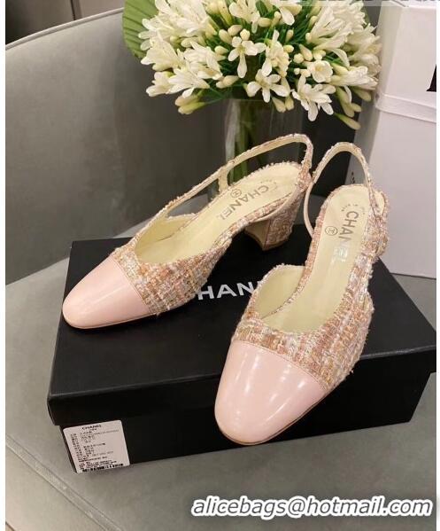 Good Product Chanel Slingbacks In Lambskin & Tweed G31318 Pink 2020