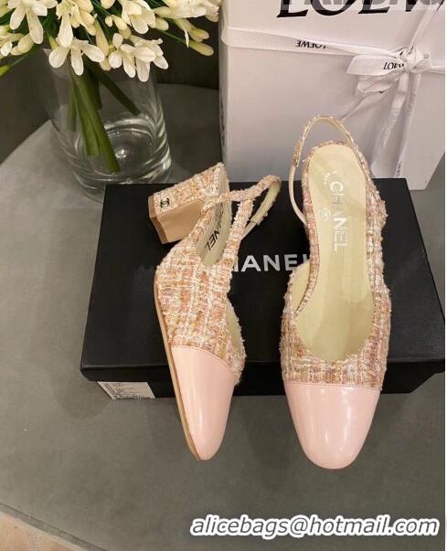 Good Product Chanel Slingbacks In Lambskin & Tweed G31318 Pink 2020