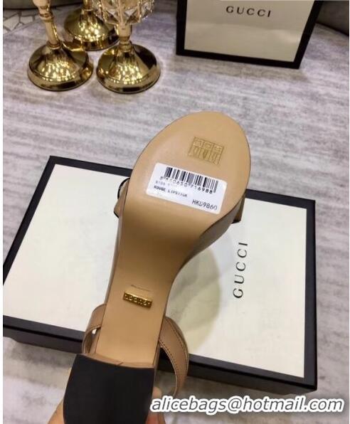 Famous Brand Gucci Leather Platform Sandal with Double G 573022 Nude 2020