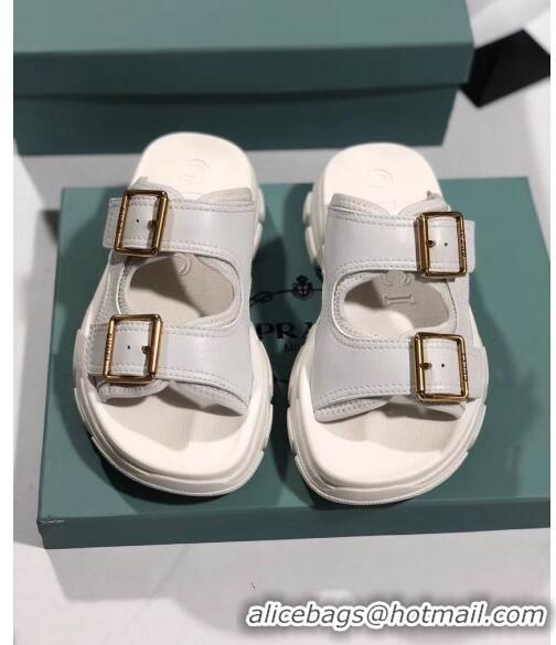 Super Quality Gucci Double Leather Straps Slide Sandal 602177 White 2020