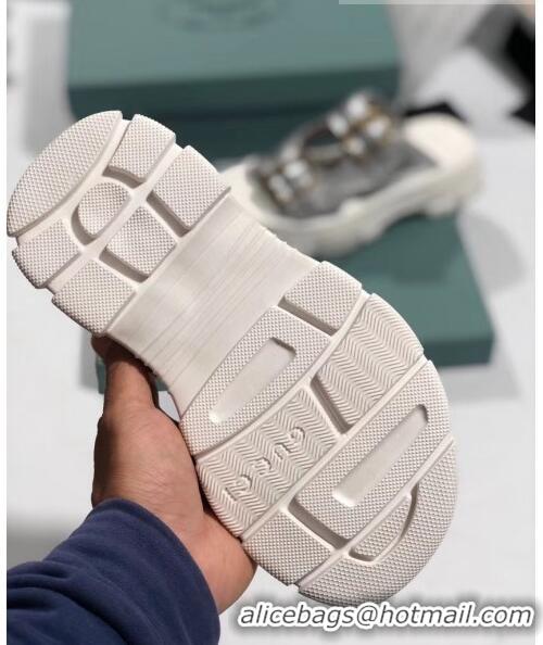 Imitation Gucci Double Leather Straps Slide Sandal 602177 Silver 2020