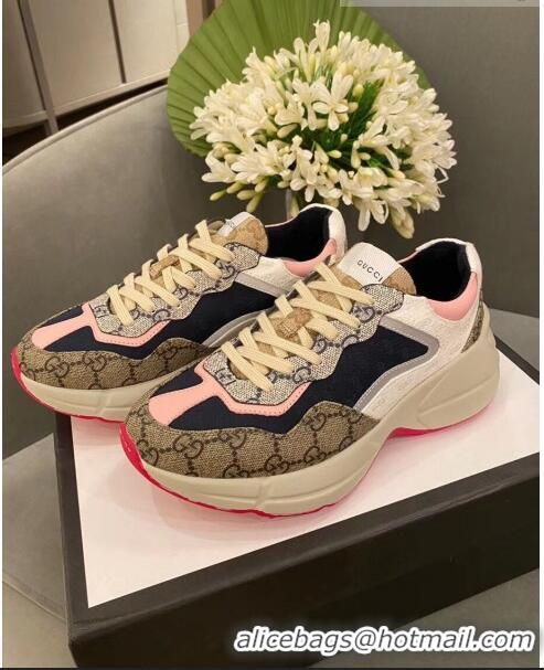 Unique Grade Gucci Rhyton GG Supreme Multicolor Sneakers G0801 Pink 2020