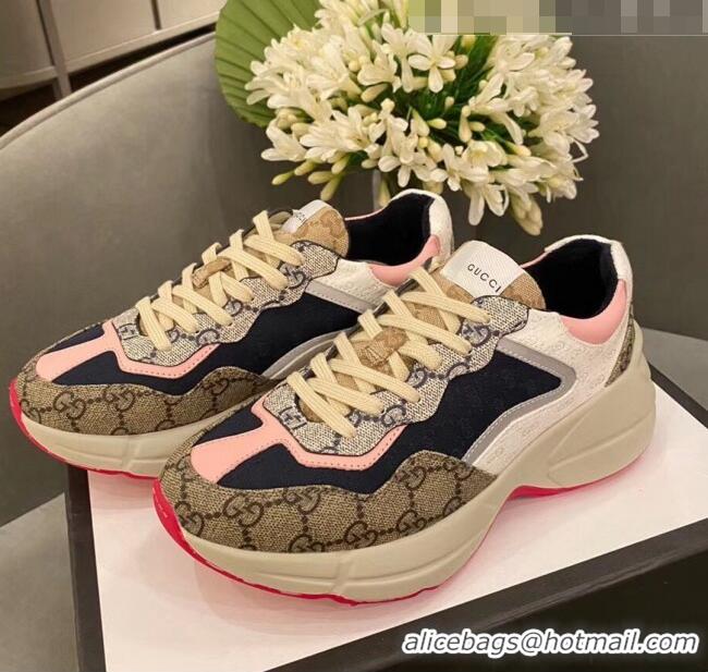 Unique Grade Gucci Rhyton GG Supreme Multicolor Sneakers G0801 Pink 2020