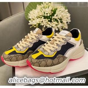 Imitation Gucci Rhyton GG Supreme Multicolor Sneakers G0801 Yellow 2020