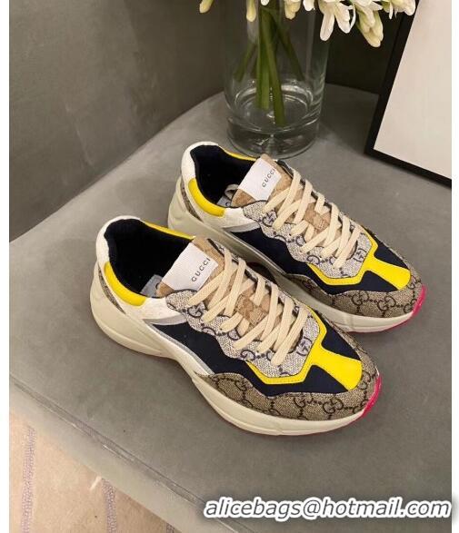 Imitation Gucci Rhyton GG Supreme Multicolor Sneakers G0801 Yellow 2020