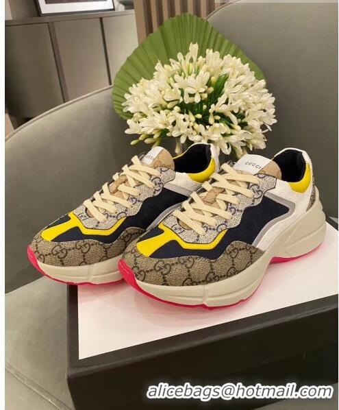 Imitation Gucci Rhyton GG Supreme Multicolor Sneakers G0801 Yellow 2020