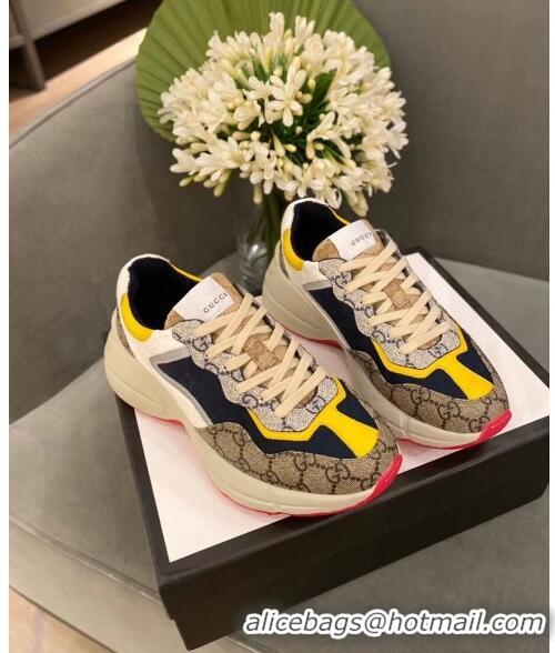 Imitation Gucci Rhyton GG Supreme Multicolor Sneakers G0801 Yellow 2020