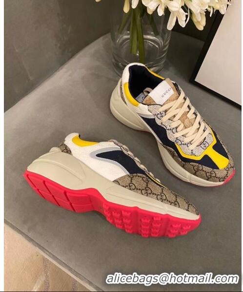 Imitation Gucci Rhyton GG Supreme Multicolor Sneakers G0801 Yellow 2020