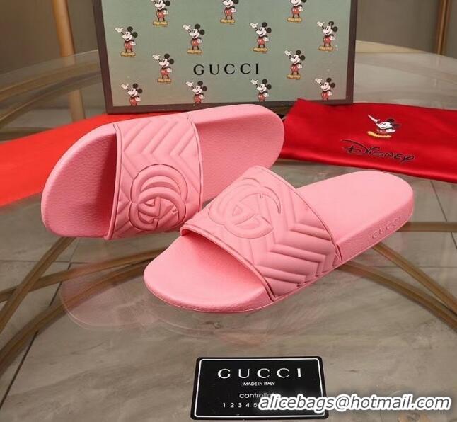 Unique Grade Gucci GG Rubber Slide Sandal G0905 Pink 2020(For Women and Men)