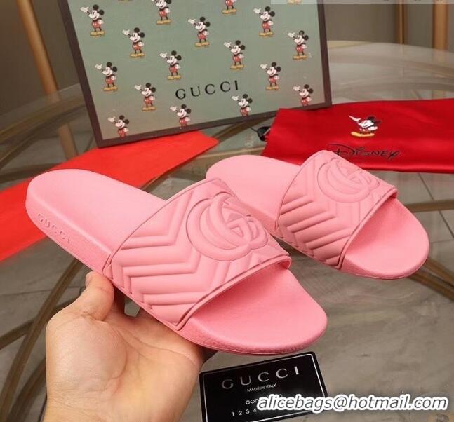 Unique Grade Gucci GG Rubber Slide Sandal G0905 Pink 2020(For Women and Men)