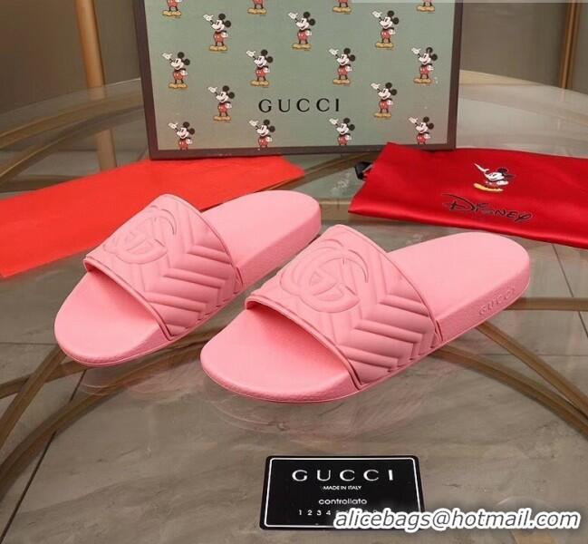 Unique Grade Gucci GG Rubber Slide Sandal G0905 Pink 2020(For Women and Men)