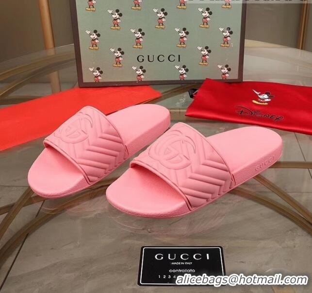 Unique Grade Gucci GG Rubber Slide Sandal G0905 Pink 2020(For Women and Men)