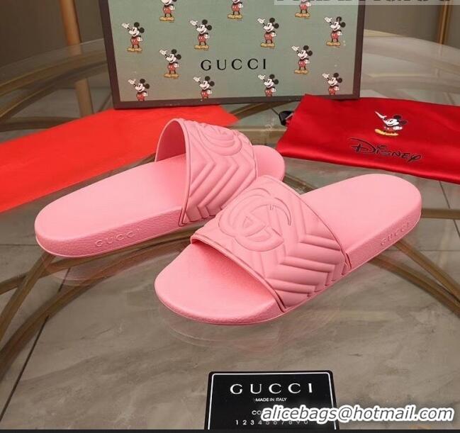 Unique Grade Gucci GG Rubber Slide Sandal G0905 Pink 2020(For Women and Men)