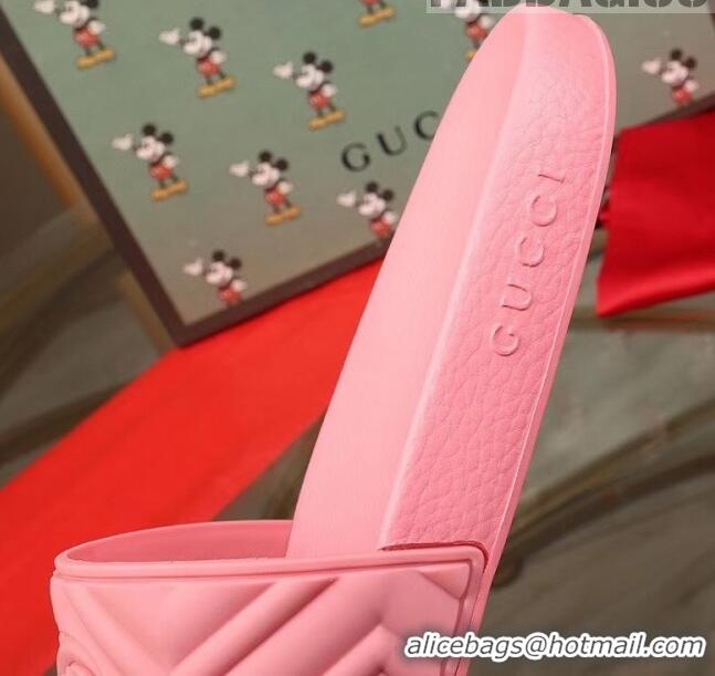 Unique Grade Gucci GG Rubber Slide Sandal G0905 Pink 2020(For Women and Men)