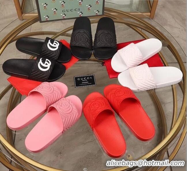 Unique Grade Gucci GG Rubber Slide Sandal G0905 Pink 2020(For Women and Men)