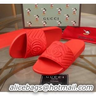 Good Taste Gucci GG Rubber Slide Sandal G0907 Red 2020(For Women and Men)