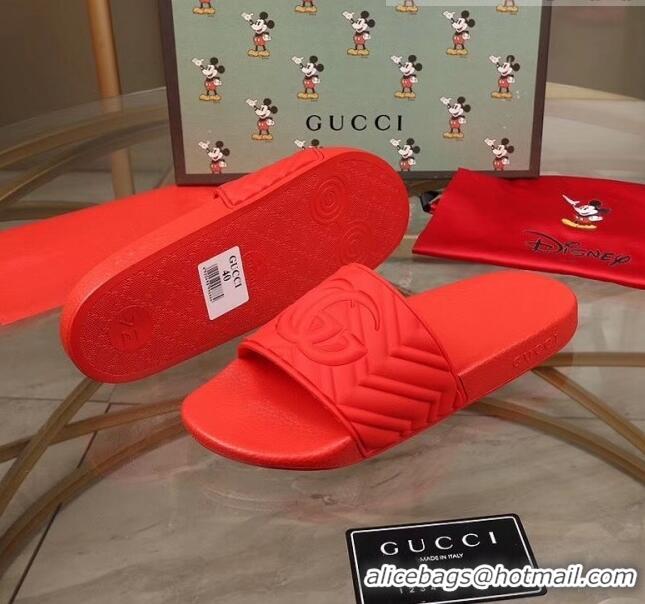 Good Taste Gucci GG Rubber Slide Sandal G0907 Red 2020(For Women and Men)