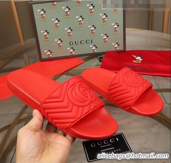 Good Taste Gucci GG Rubber Slide Sandal G0907 Red 2020(For Women and Men)