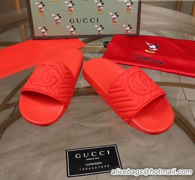 Good Taste Gucci GG Rubber Slide Sandal G0907 Red 2020(For Women and Men)