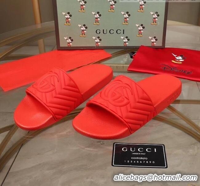 Good Taste Gucci GG Rubber Slide Sandal G0907 Red 2020(For Women and Men)