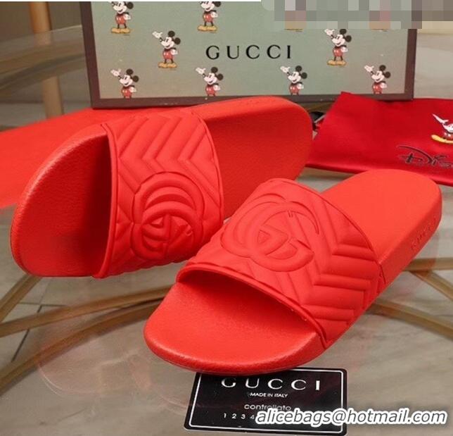 Good Taste Gucci GG Rubber Slide Sandal G0907 Red 2020(For Women and Men)