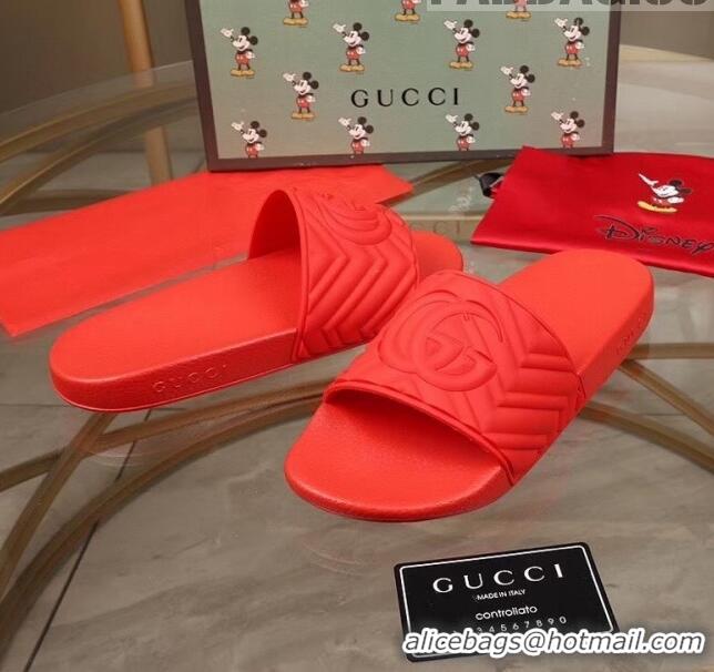 Good Taste Gucci GG Rubber Slide Sandal G0907 Red 2020(For Women and Men)