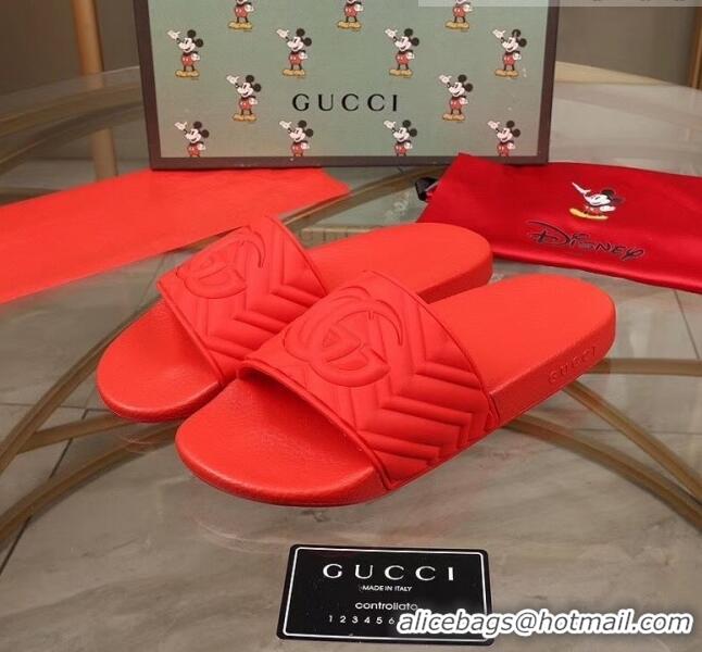 Good Taste Gucci GG Rubber Slide Sandal G0907 Red 2020(For Women and Men)