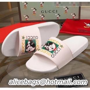 Grade Quality Gucci Disney x Gucci Rubber Flat Slide Sandals G0908 White 2020 (For Women and Men)